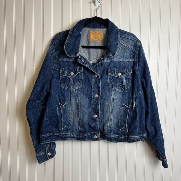 Amethyst Jeans Dark Wash Denim Button Front Jacket C35 - Picture 1 of 5